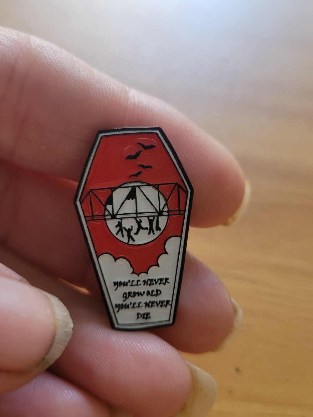 🍁NEW🍁 Lost Boys Coffin Enamel Brooch Pin - Brand Unknown
